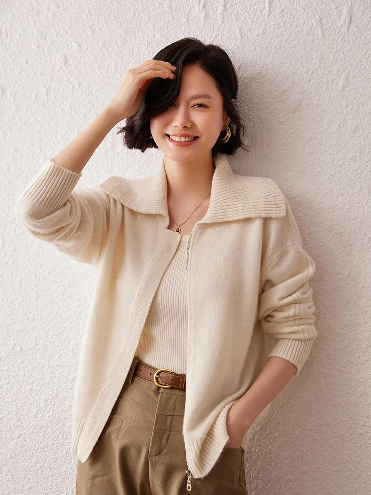 New Autumn Winter High Quality Cardigan Women Zipper Turn-Down Collar Thick Cashmere Sweater 100% Cashmere Fashion Knitting Tops
New Autumn Winter High Quality Cardigan Women Zipper Turn-Down Collar Thick Cashmere Sweater 100% Cashmere Fashion Knitting Tops
