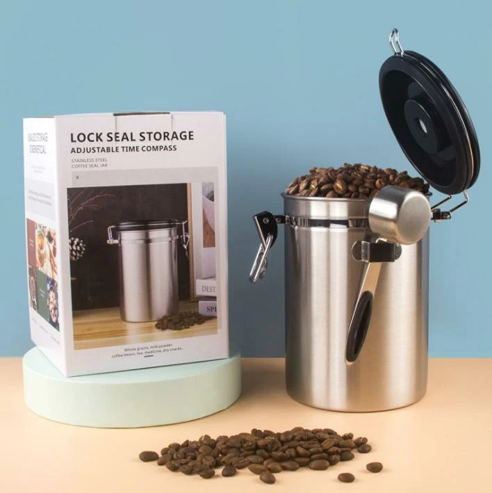 304 Stainless Steel Airtight Coffee Canister with Silicone Seal Ring Built-in CO2 Valve and Scoop Date Tracking Coffee Bean Can
304 Stainless Steel Airtight Coffee Canister with Silicone Seal Ring Built-in CO2 Valve and Scoop Date Tracking Coffee Bean Can