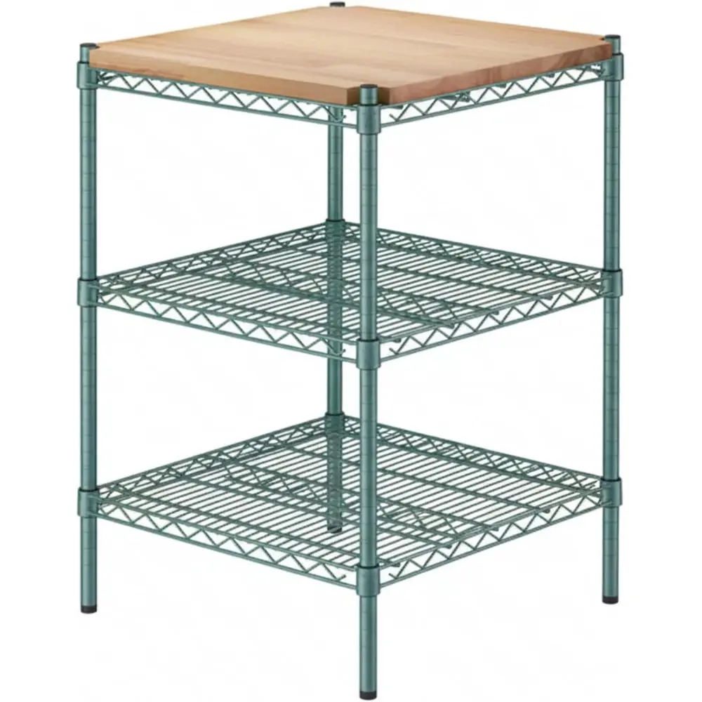 Commercial Grade Green Epoxy 3-Shelf Wire Rack, 24x24x34, 600 lbs Capacity, Removable Wooden Top
Commercial Grade Green Epoxy 3-Shelf Wire Rack, 24x24x34, 600 lbs Capacity, Removable Wooden Top
