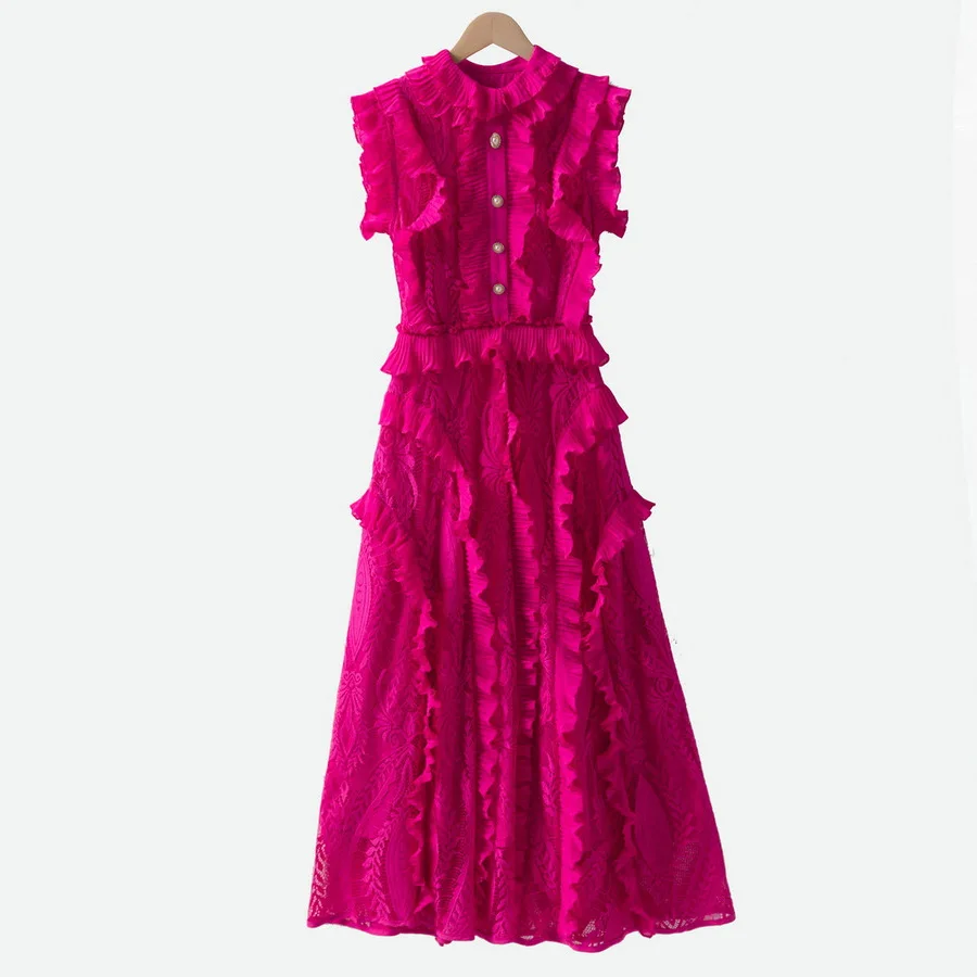 Summer 2025 new styles of European and American women's clothing Sleeveless lace with ruffles Fashion Pleated dress XXL
Summer 2025 new styles of European and American women's clothing Sleeveless lace with ruffles Fashion Pleated dress XXL