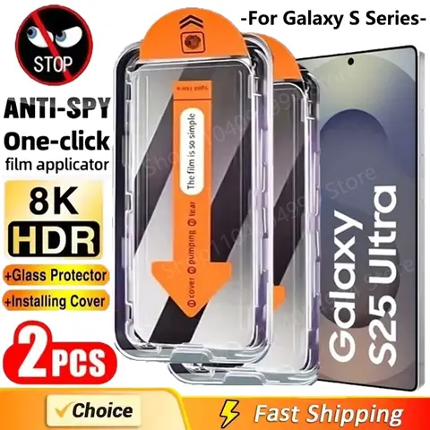 2Pcs Dust Free Installation Privacy Screen Protector for Samsung Galaxy S25 S24 S21 S22 S23 Ultra Plus Anti-spy Glass