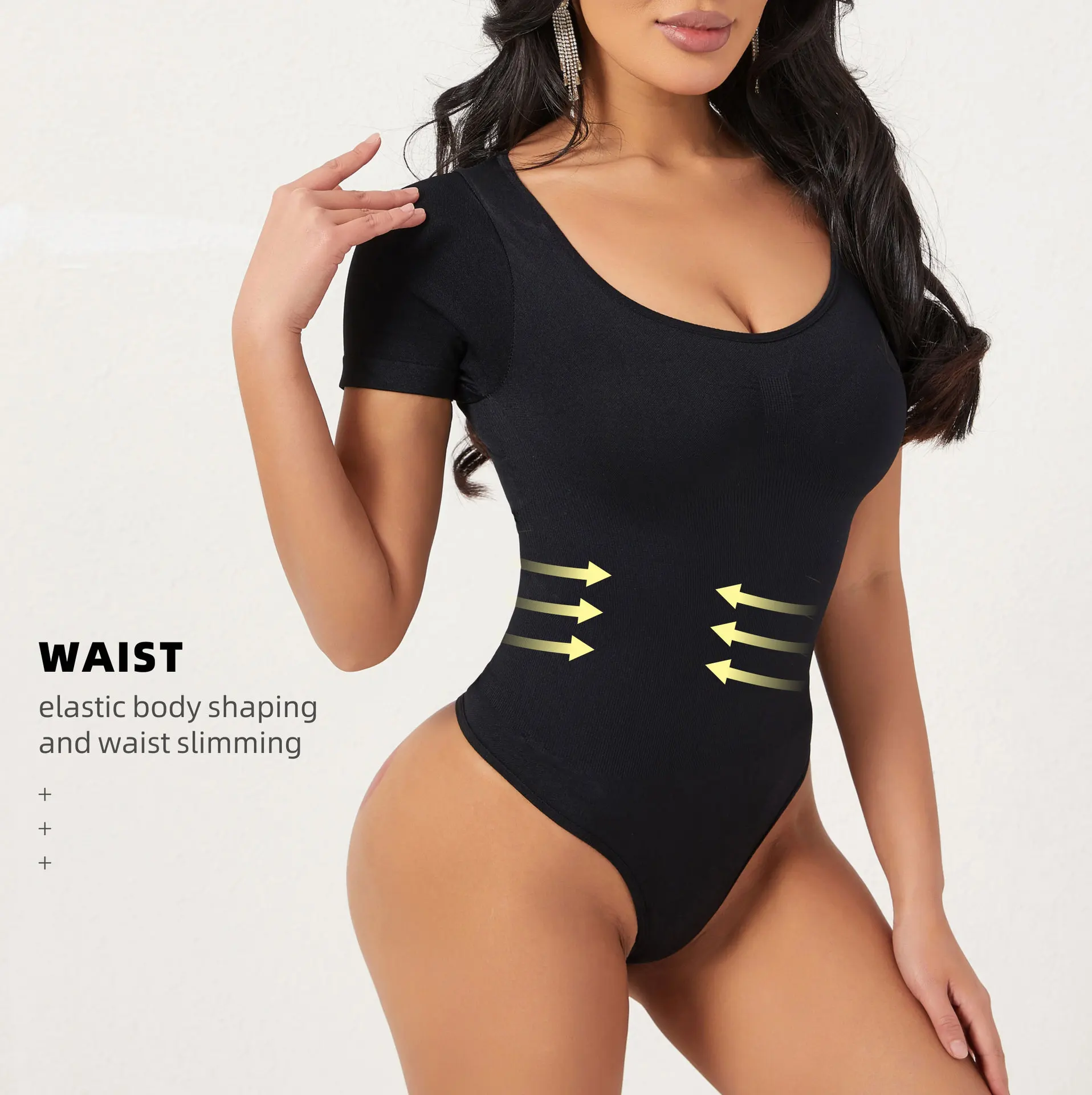 Hip Lifting Waist Cinching, Tight Fitting, Seamless Short Sleeved Thong, Jumpsuit, Shapewear Underwear
Hip Lifting Waist Cinching, Tight Fitting, Seamless Short Sleeved Thong, Jumpsuit, Shapewear Underwear
