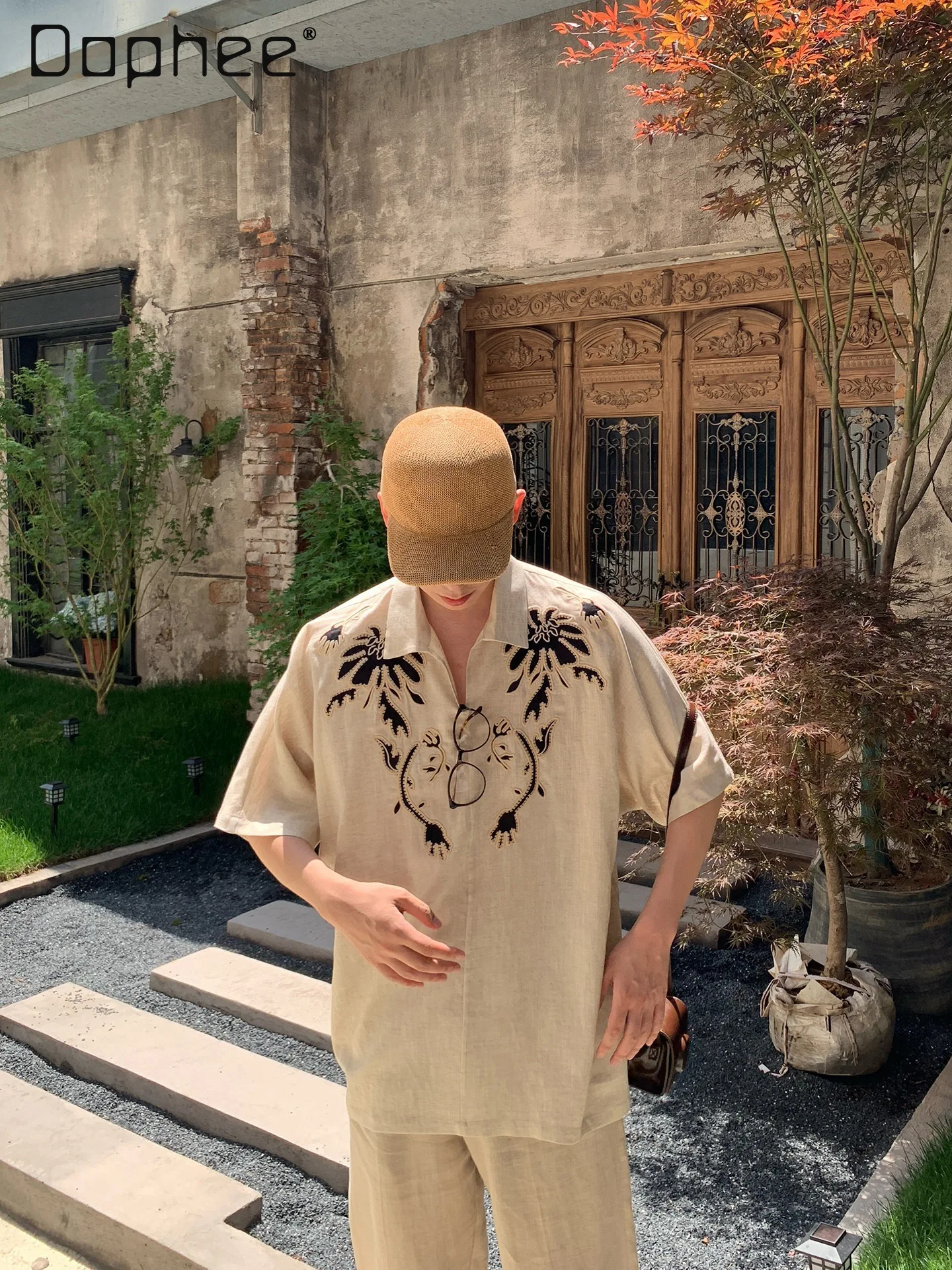 Summer New Men Lapel Half Placket Linen Khaki Shirt Vintage Ethnic Floral Print Loose Casual Beach Short Sleeve Top
Summer New Men Lapel Half Placket Linen Khaki Shirt Vintage Ethnic Floral Print Loose Casual Beach Short Sleeve Top