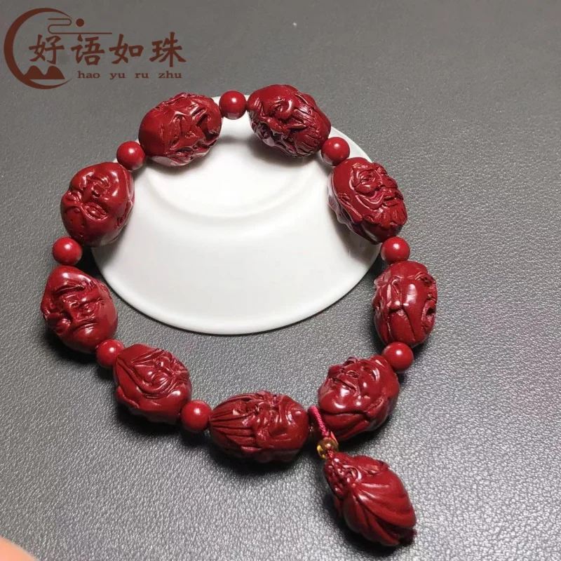 Cinnabar Eighteen Disciples of the Buddha Double-Sided Carved Natural Purple Gold Sand Bracelet Eight Mammon Bracele
Cinnabar Eighteen Disciples of the Buddha Double-Sided Carved Natural Purple Gold Sand Bracelet Eight Mammon Bracele