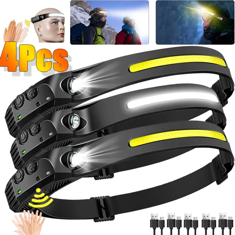 Sensor Headlamp USB Rechargeable LED Flashlight XPE+COB Torch Camping Waterproof Headlight for Outdoor Fishing Lantern 1-4PCS
Sensor Headlamp USB Rechargeable LED Flashlight XPE+COB Torch Camping Waterproof Headlight for Outdoor Fishing Lantern 1-4PCS