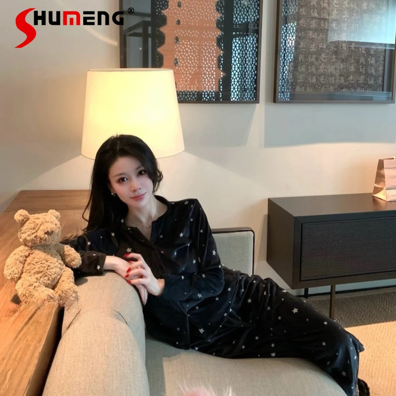 Velvet Autumn Winter Pajamas for Women Japanese Style New Thickened Homewear Set Female High Street Loose Sleep Suits
Velvet Autumn Winter Pajamas for Women Japanese Style New Thickened Homewear Set Female High Street Loose Sleep Suits