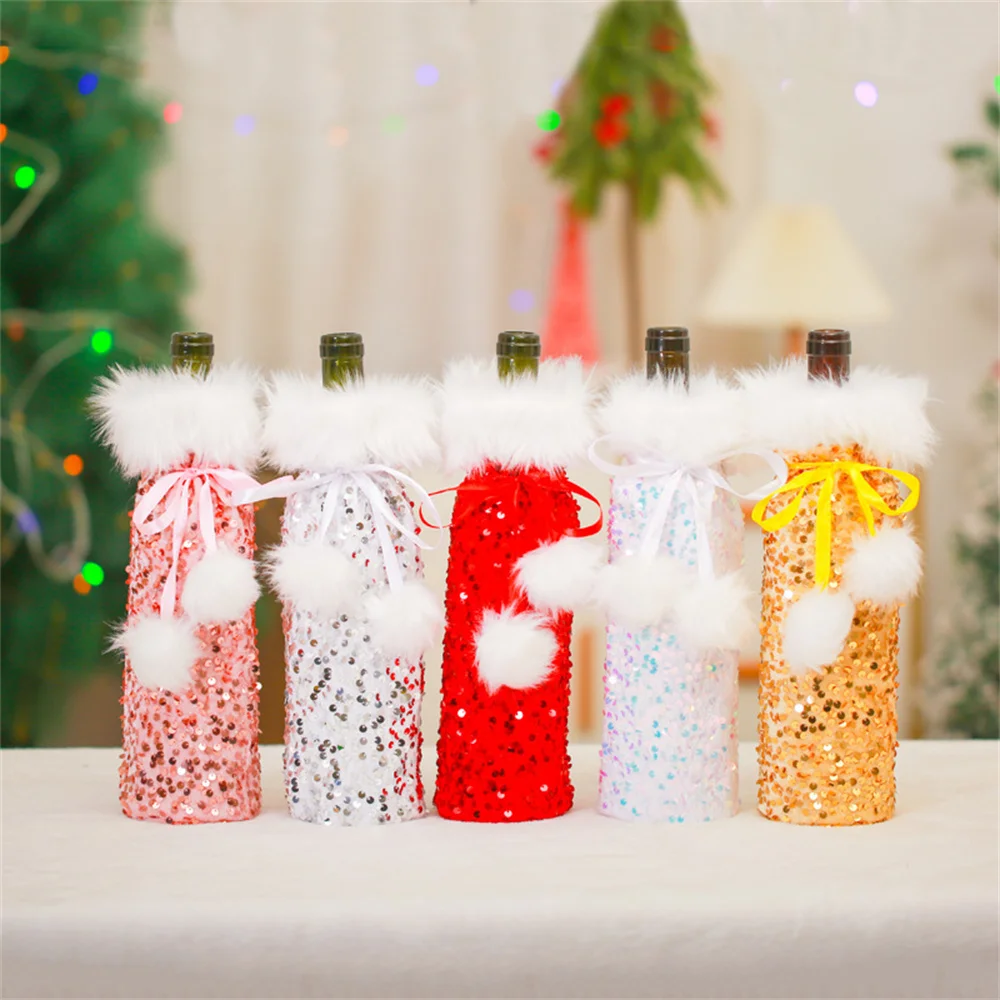 1PC New Christmas Decoration Sequins Plush Drawstring Red Wine Bottle Bags Cover Merry Christmas Table Decorations For Home
1PC New Christmas Decoration Sequins Plush Drawstring Red Wine Bottle Bags Cover Merry Christmas Table Decorations For Home