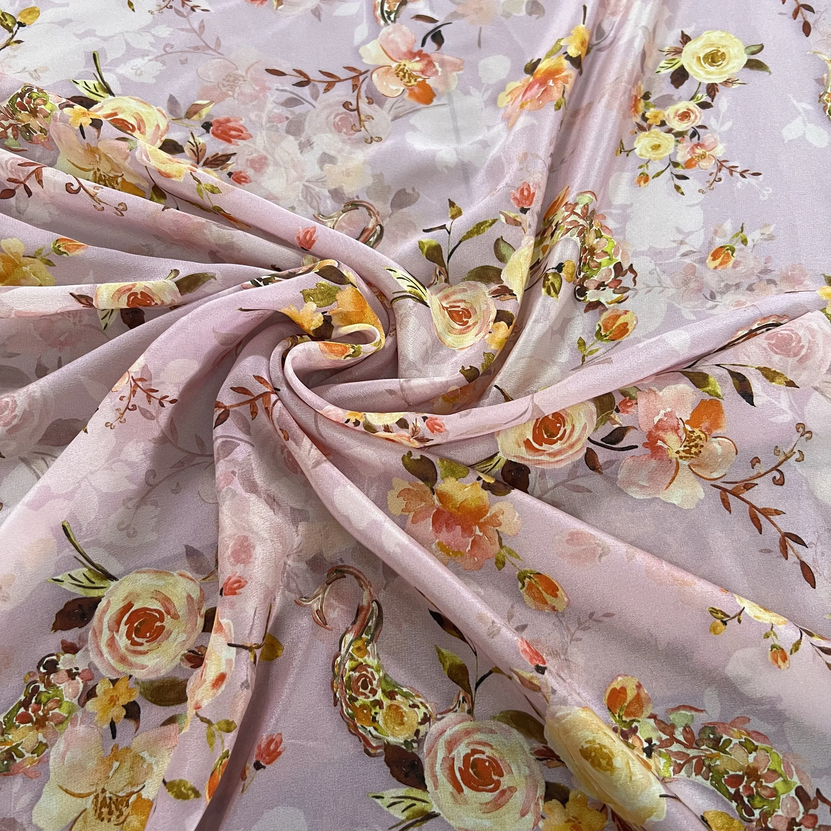 1 метр, 100% тутовый шелк, 15 мам, креповая шелковая ткань, розовая с желтым цветочным принтом, ширина 138 см, 54 дюйма, по дворам XX264 
1 метр, 100% тутовый шелк, 15 мам, креповая шелковая ткань, розовая с желтым цветочным принтом, ширина 138 см, 54 дюйма, по дворам XX264