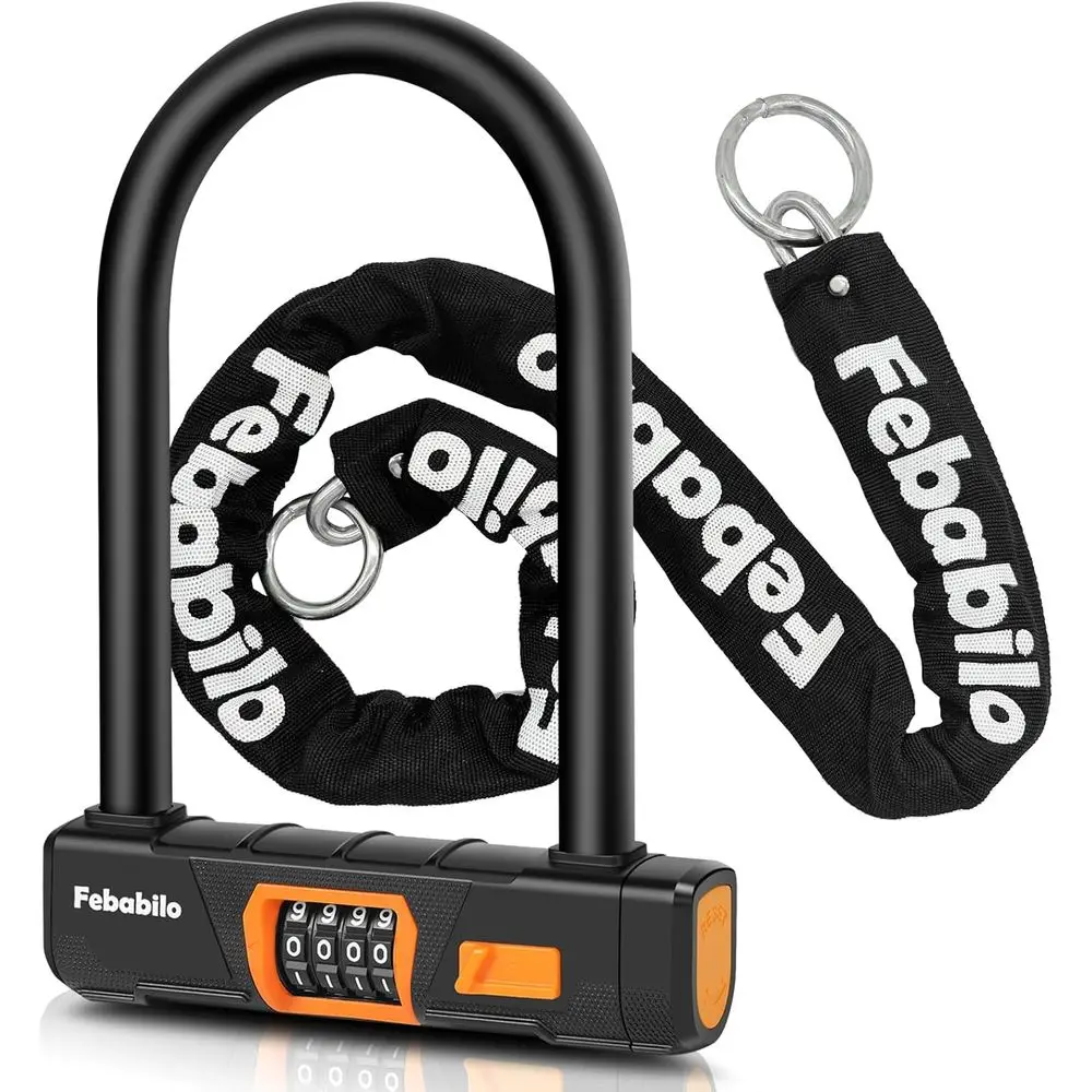 Heavy Duty Anti Theft 4 Digit Combination U Lock with 4FT x 8mm Cut-Proof Chain for Motorcycle, Scooter, Bicycle, Electric, Mope
Heavy Duty Anti Theft 4 Digit Combination U Lock with 4FT x 8mm Cut-Proof Chain for Motorcycle, Scooter, Bicycle, Electric, Mope