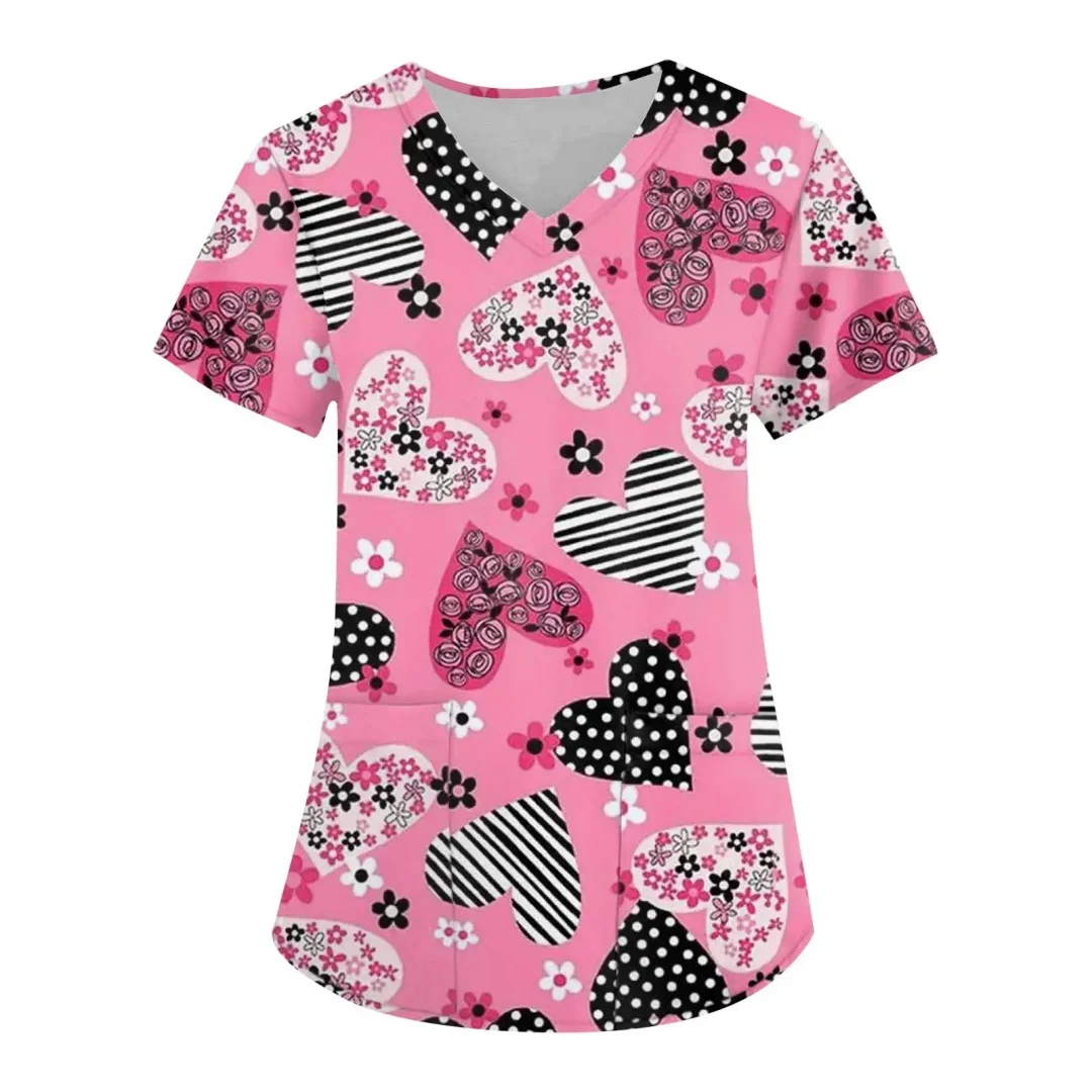 Женская униформа для медсестер с романтичным принтом в виде сердец, женская униформа с короткими рукавами, модная, повседневная и удобная.
Женская униформа для медсестер с романтичным принтом в виде сердец, женская униформа с короткими рукавами, модная, повседневная и удобная.