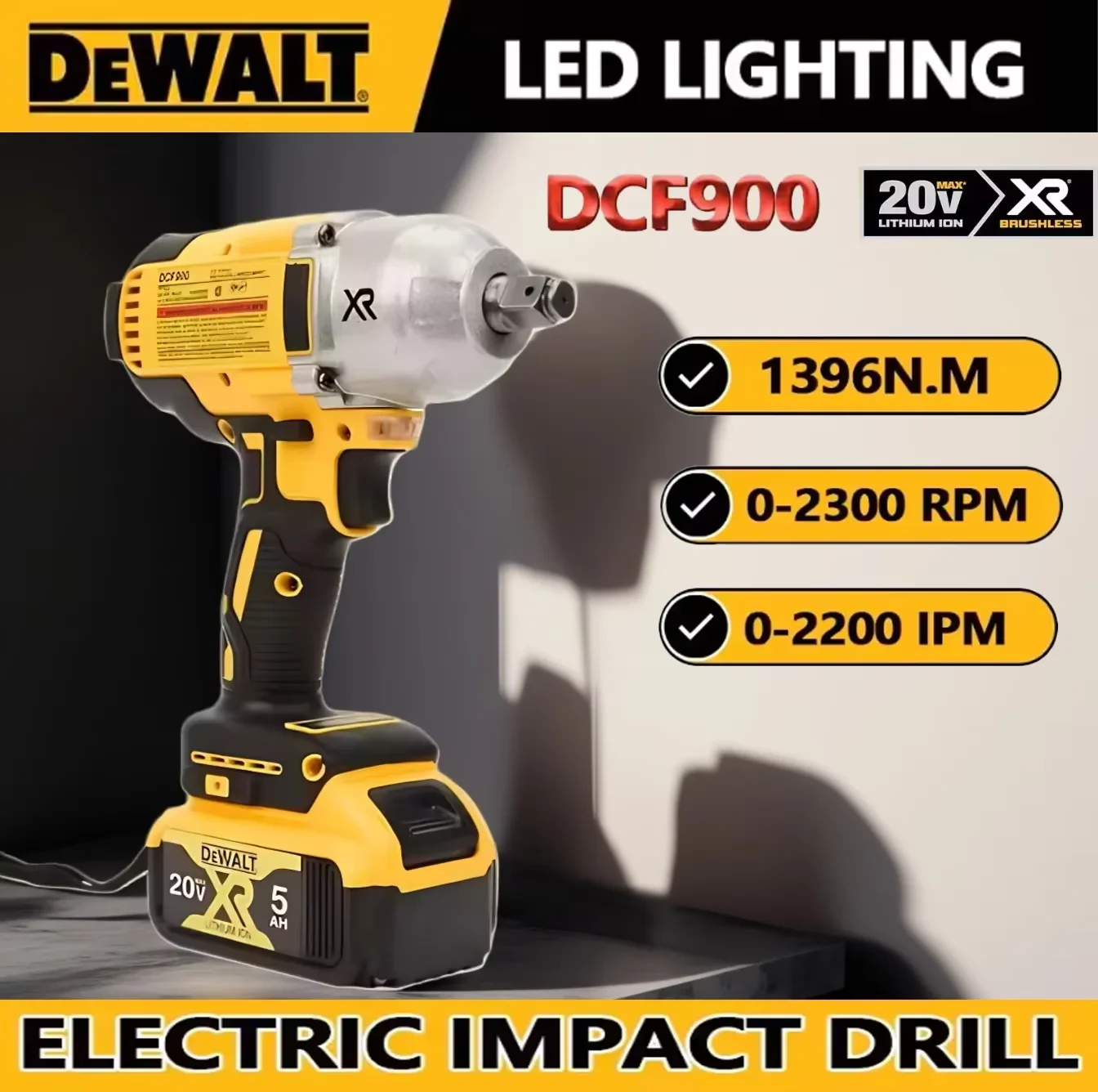 DEWALT DCF9001/2-inch brushless cordless high torque impact wrench kit and DEWAL 20V power tool ultra long battery charger
DEWALT DCF9001/2-inch brushless cordless high torque impact wrench kit and DEWAL 20V power tool ultra long battery charger