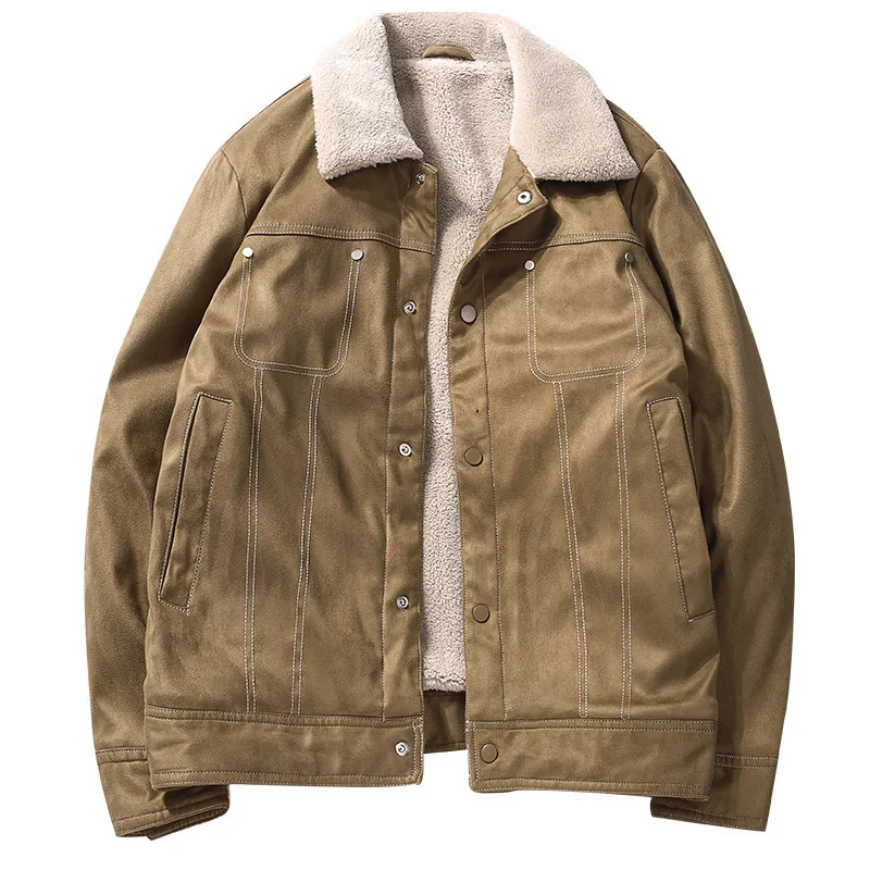 Winter Men's Suede Fleece Jackets Khaki Casual Warm Cotton Coat Thermal Windbreaker for Male
Winter Men's Suede Fleece Jackets Khaki Casual Warm Cotton Coat Thermal Windbreaker for Male
