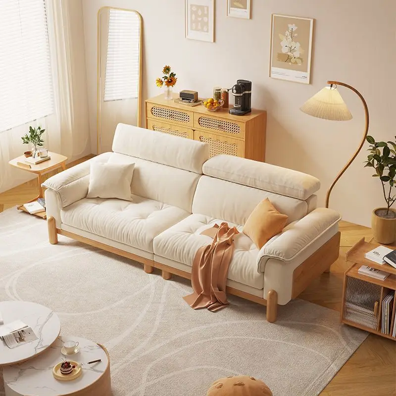 Log wind cream fabric sofa cotton and linen small apartment solid wood cloud cloth sofa
Log wind cream fabric sofa cotton and linen small apartment solid wood cloud cloth sofa