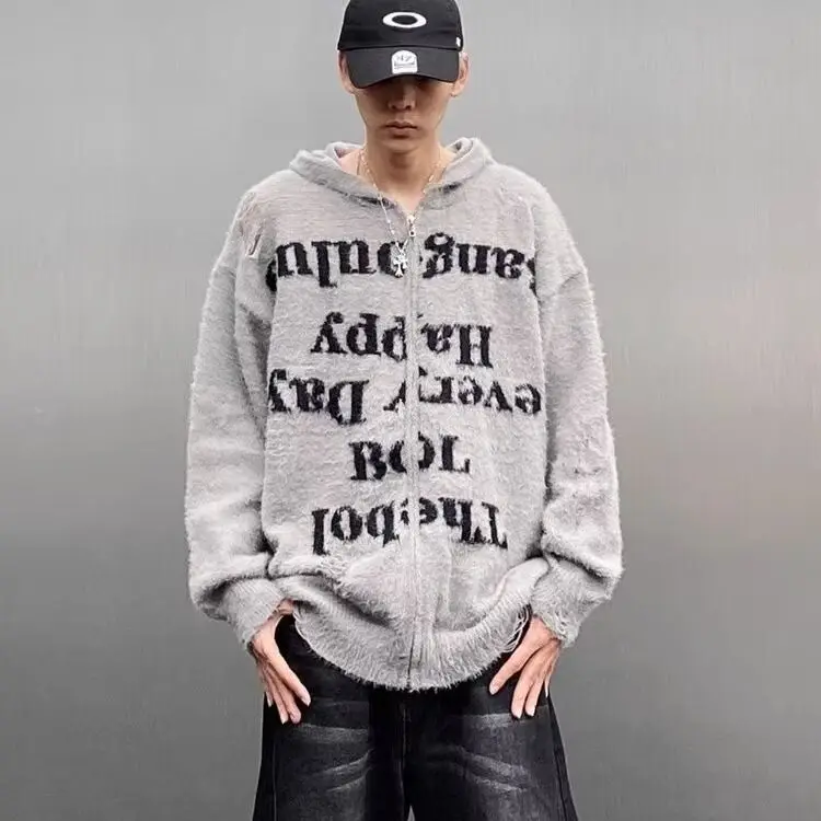 American Lazy Retro High Street Loose Couple Zipper Furry Knitted Cardigan Men's Long Sve Soft Polyester Casual Sweater
American Lazy Retro High Street Loose Couple Zipper Furry Knitted Cardigan Men's Long Sve Soft Polyester Casual Sweater