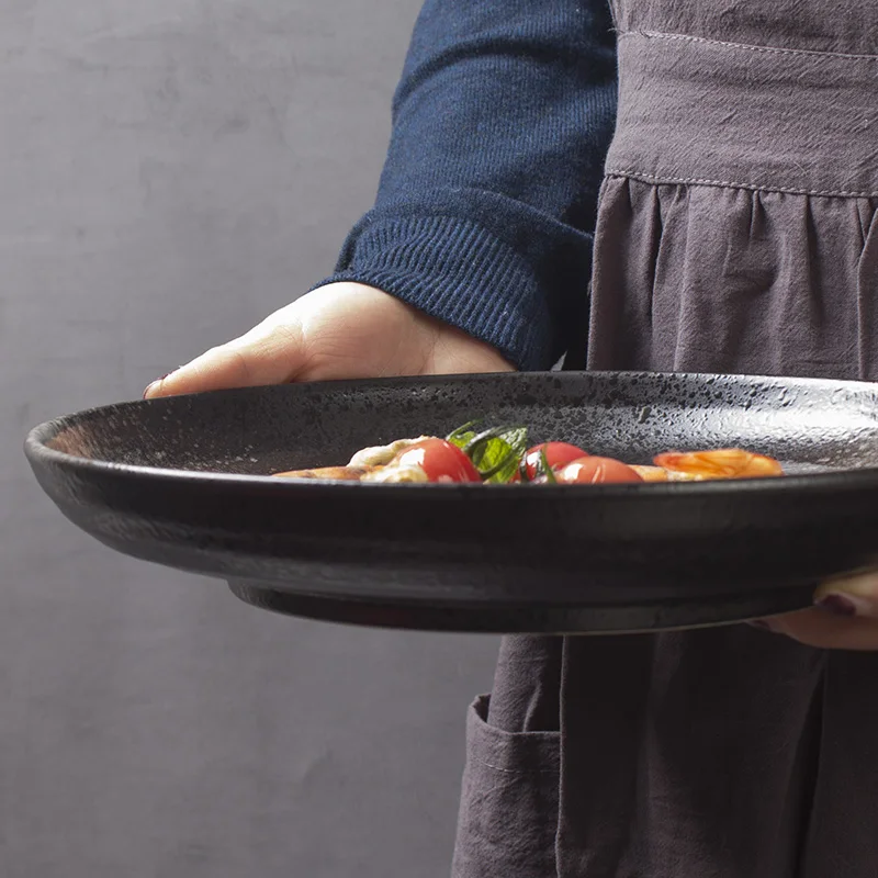Creative Plate Large Vegetable Plate Round Household Ceramic Plate Black Pasta Plate Western Plate
Creative Plate Large Vegetable Plate Round Household Ceramic Plate Black Pasta Plate Western Plate