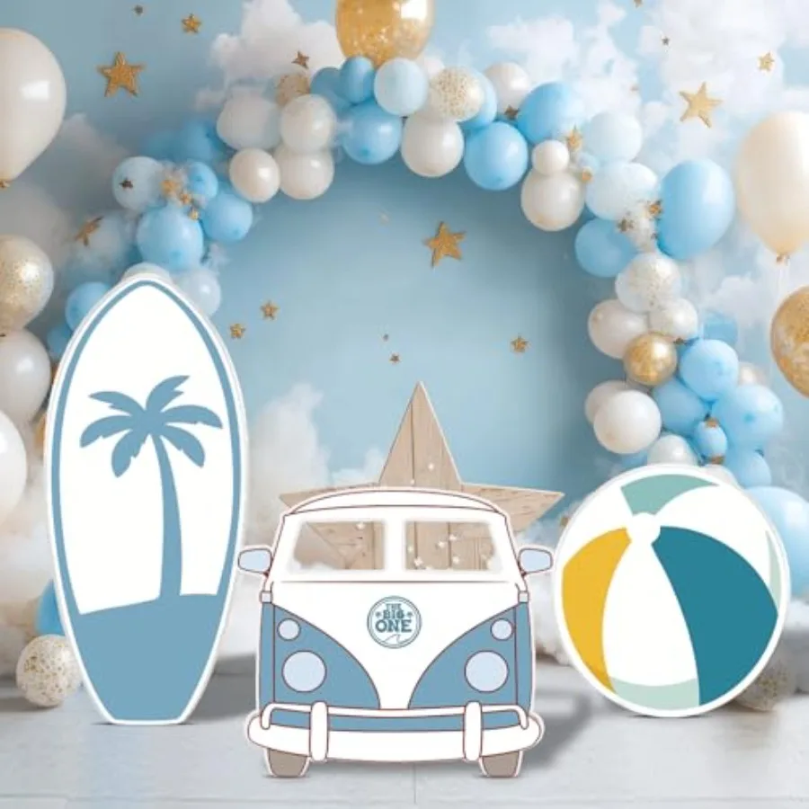 3 Pcs The Big One Surf Cardboard Cutout Summer Surfboard Photo Booth Props Include Surfboard Ball Car Stand up for Surfing Swim
3 Pcs The Big One Surf Cardboard Cutout Summer Surfboard Photo Booth Props Include Surfboard Ball Car Stand up for Surfing Swim