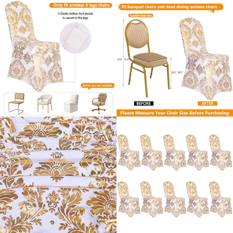 Pack of 0 Dining Chair Covers Bronzing Gold Flower Print Removable Washable Spandex Stretch Decorative Chair Slipcovers Set for
Pack of 0 Dining Chair Covers Bronzing Gold Flower Print Removable Washable Spandex Stretch Decorative Chair Slipcovers Set for