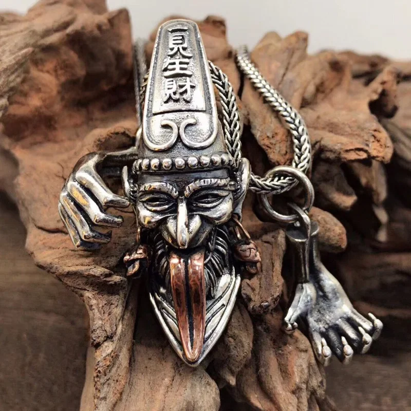 S925 Sterling Silver Exaggerated Retro Personality Male Black And White Impermanence Creative Pendant
S925 Sterling Silver Exaggerated Retro Personality Male Black And White Impermanence Creative Pendant