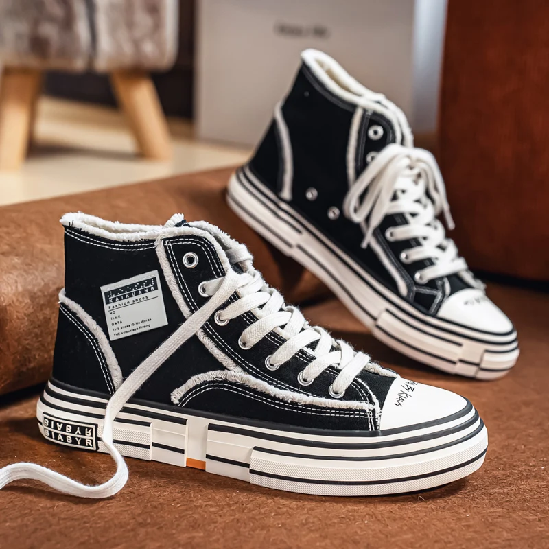 Classic Black High-Top Canvas Sneakers for Men Skateboard Shoes Platform Casual Sneakers Men Designer Shoes zapatillas de hombre
Classic Black High-Top Canvas Sneakers for Men Skateboard Shoes Platform Casual Sneakers Men Designer Shoes zapatillas de hombre