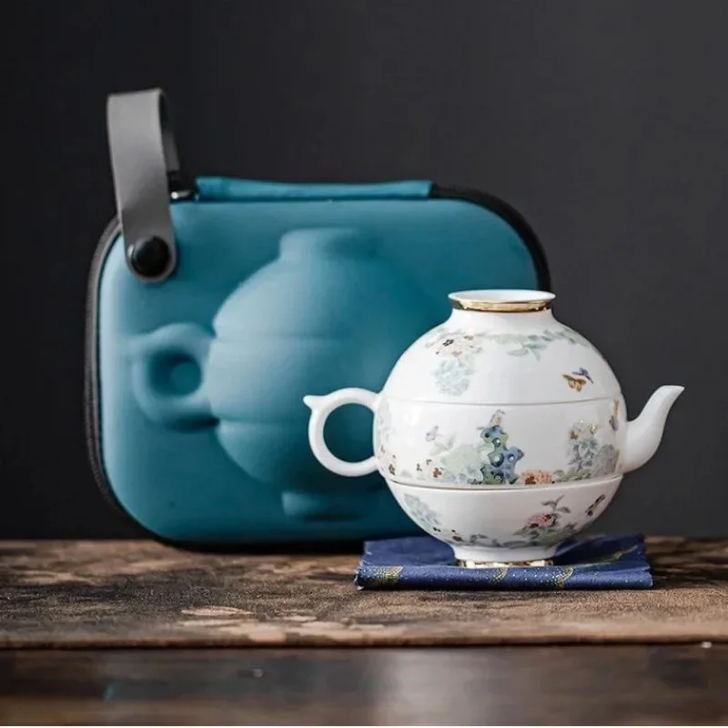 Hydrangea Suet Jade White Porcelain Tea Set Outdoor Portable Travel Tea Service 1 Teapot 2 Cups Ceramics Kung Fu Tea Set
Hydrangea Suet Jade White Porcelain Tea Set Outdoor Portable Travel Tea Service 1 Teapot 2 Cups Ceramics Kung Fu Tea Set