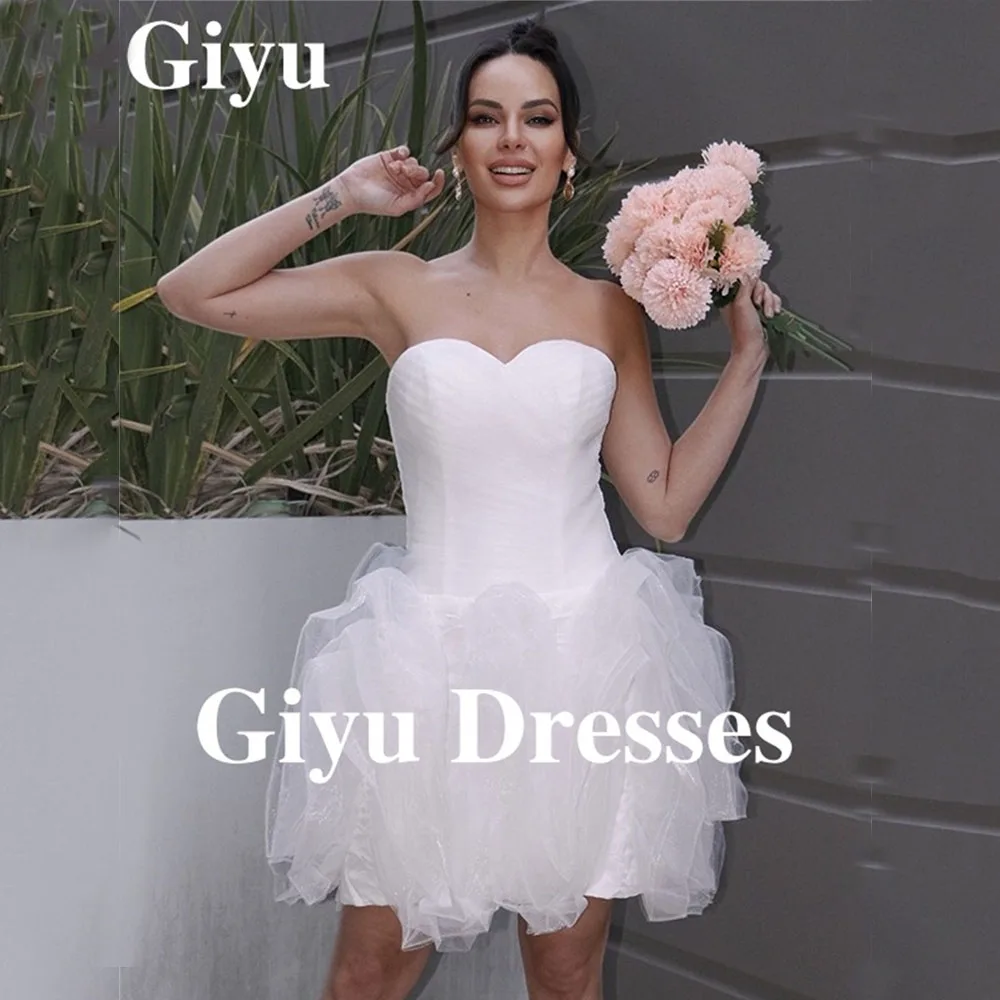 Giyu Sexy White Mini Satin Wedding Dresses Sweetheart Tulle Europe and the United States Ladies Short Bridal Gowns Customized
Giyu Sexy White Mini Satin Wedding Dresses Sweetheart Tulle Europe and the United States Ladies Short Bridal Gowns Customized