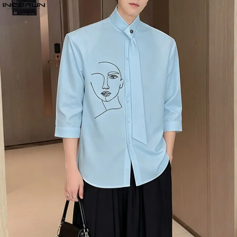INCERUN Men Shirt Printing Stand Collar 3/4 Sleeve Men Clothes Streetwear 2026 Fashion Casual Tops Korean Style Shirts For Man
INCERUN Men Shirt Printing Stand Collar 3/4 Sleeve Men Clothes Streetwear 2026 Fashion Casual Tops Korean Style Shirts For Man