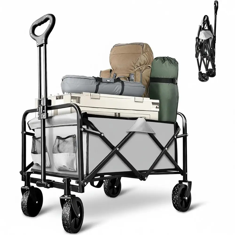 Складная тележка, пляжная тележка для улицы, колеса для любой местности, регулируемая ручка, 2 подстаканника, для кемпинга, спорта, покупок, сада
Складная тележка, пляжная тележка для улицы, колеса для любой местности, регулируемая ручка, 2 подстаканника, для кемпинга, спорта, покупок, сада