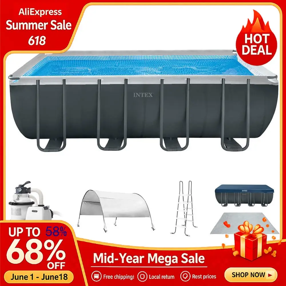 18 Foot by 52 Inch Ultra XTR Framed Above Ground Swimming Pool Set with Sand Filter Pump, Pool Cover and Ladder, Canopy, Custom
18 Foot by 52 Inch Ultra XTR Framed Above Ground Swimming Pool Set with Sand Filter Pump, Pool Cover and Ladder, Canopy, Custom
