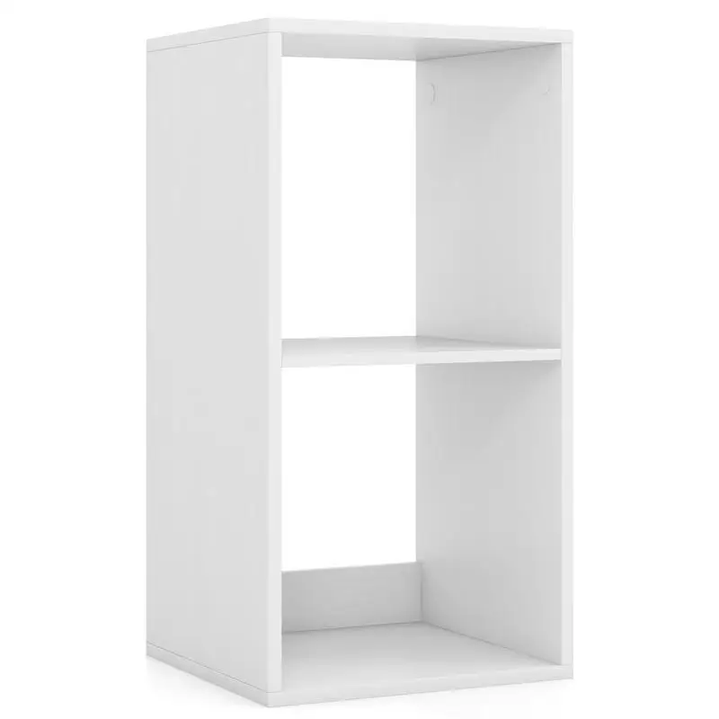 2 Cube Bookshelf with Back Guardrail for Living Room Bedroom-White
2 Cube Bookshelf with Back Guardrail for Living Room Bedroom-White