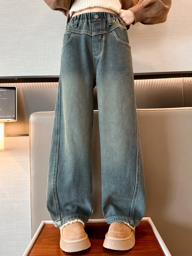Thiened Fce Girls Denim Jeans Winter Faion Wide Leg Pants Children's Clothing Big Kids' Winter Thiened Cotton Elasti...
Thiened Fce Girls Denim Jeans Winter Faion Wide Leg Pants Children's Clothing Big Kids' Winter Thiened Cotton Elasti...