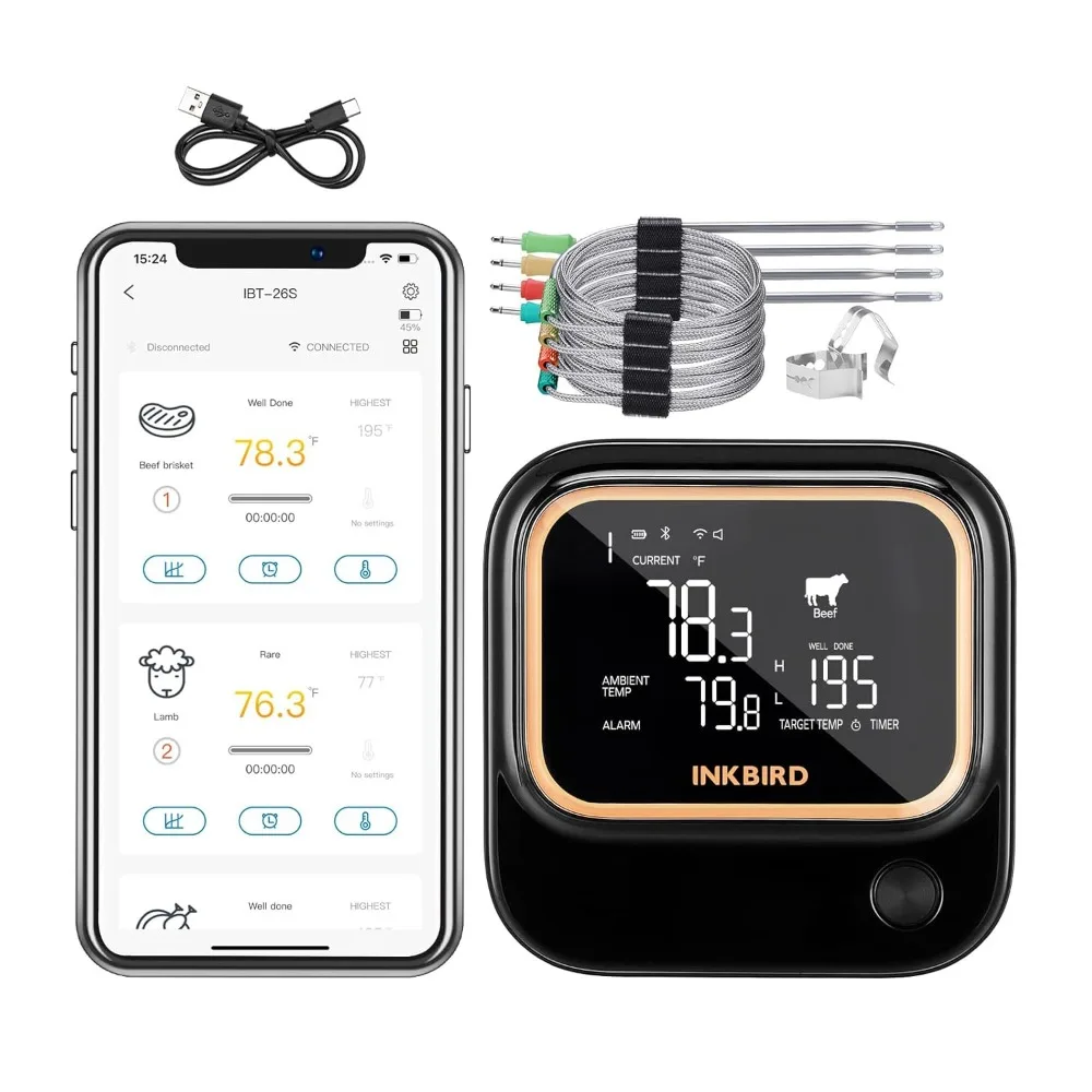 Best Selling 5GHz WiFi & Bluetooth 5.1 Meat Thermometer, WiFi Grill Meat Thermometer for Grilling Smoker BBQ Cooking
Best Selling 5GHz WiFi & Bluetooth 5.1 Meat Thermometer, WiFi Grill Meat Thermometer for Grilling Smoker BBQ Cooking