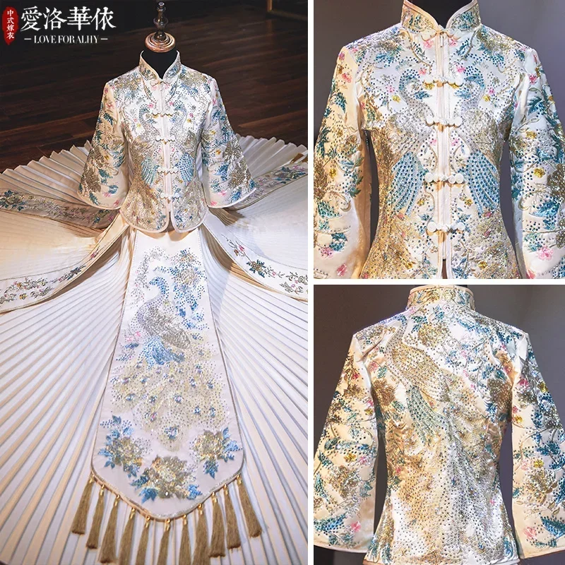Bride Wedding Chinese Style Toast Dress Dragon Phoenix Gown Show Embroidery Cheongsam Kimono Rich Auspicious High-end Elegance
Bride Wedding Chinese Style Toast Dress Dragon Phoenix Gown Show Embroidery Cheongsam Kimono Rich Auspicious High-end Elegance
