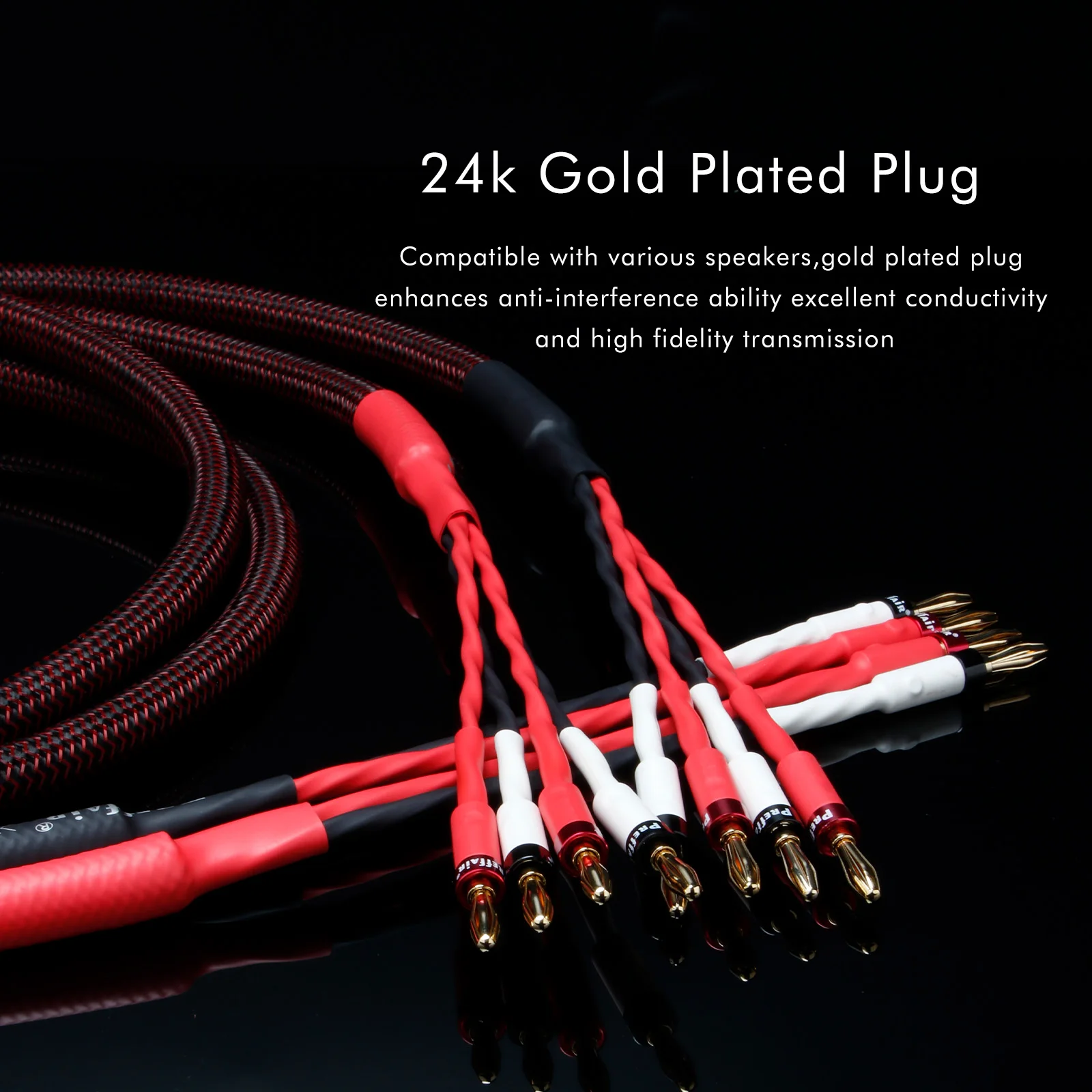 Пара акустических кабелей типа «банан» 9AWG OFC, медные экранированные провода для динамиков, позолоченные разъемы, защитный усилитель с брэдленными рукавами
Пара акустических кабелей типа «банан» 9AWG OFC, медные экранированные провода для динамиков, позолоченные разъемы, защитный усилитель с брэдленными рукавами