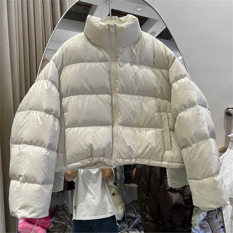 White Du down Puffer Jaet ort Loose Fit Thiened Stand Collar Bread Sle Women's Coat Warm Casual Sle Chinese Brand
White Du down Puffer Jaet ort Loose Fit Thiened Stand Collar Bread Sle Women's Coat Warm Casual Sle Chinese Brand
