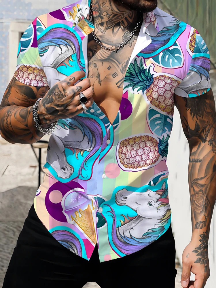 Cartoon 3D Printing Men's Loose Leisure Short Sleeve Shirts Summer Beach Holiday Classic Button Shirt Turn-down Collar Shirt
Cartoon 3D Printing Men's Loose Leisure Short Sleeve Shirts Summer Beach Holiday Classic Button Shirt Turn-down Collar Shirt