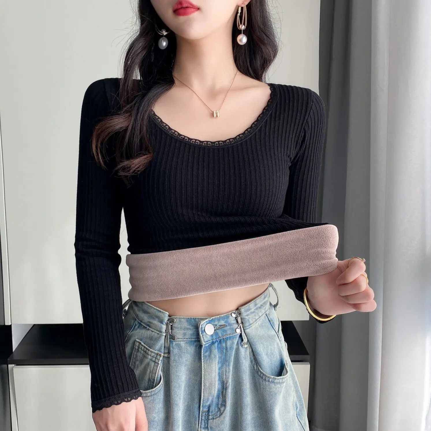 2024 New Women Autumn Winter Thick Warm Velvet Tops Female Long Sleeve Slim Tops Ladies O-neck Thermal Underwear Tops H460
2024 New Women Autumn Winter Thick Warm Velvet Tops Female Long Sleeve Slim Tops Ladies O-neck Thermal Underwear Tops H460