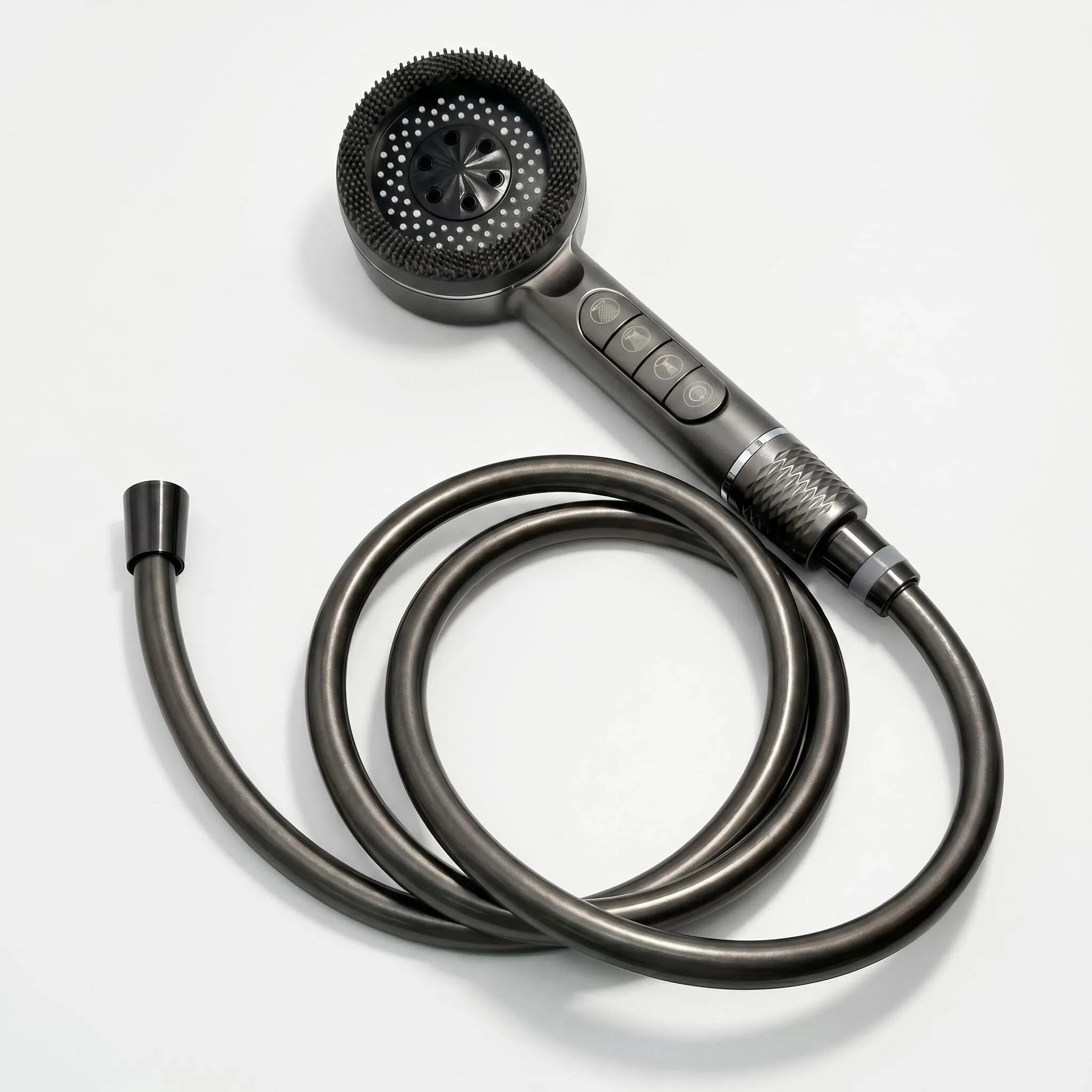 Grey Handheld Shower Head with PVC Hose, 4-Mode Filtered Rain/Mist/Spa Spray, Anti-Limescale Silicone Nozzles, Easy Install G1/2
Grey Handheld Shower Head with PVC Hose, 4-Mode Filtered Rain/Mist/Spa Spray, Anti-Limescale Silicone Nozzles, Easy Install G1/2