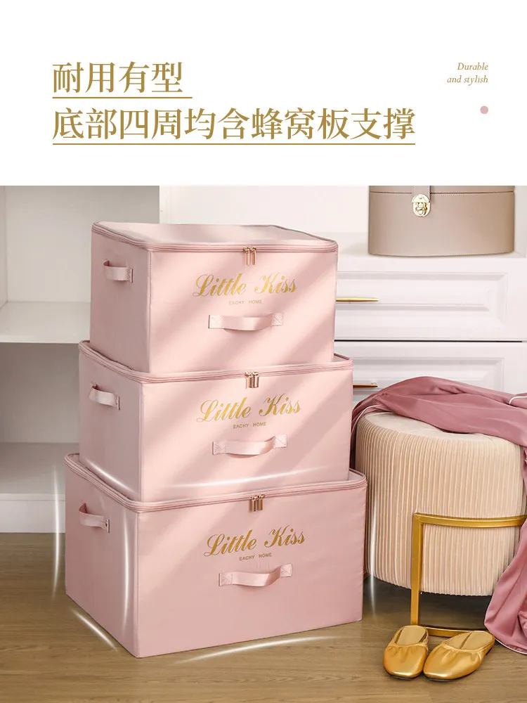 Pink large capacity multifunctional clothes storage box with zipper, dustproo home wardrobe foldable organizer box for clothing
Pink large capacity multifunctional clothes storage box with zipper, dustproo home wardrobe foldable organizer box for clothing