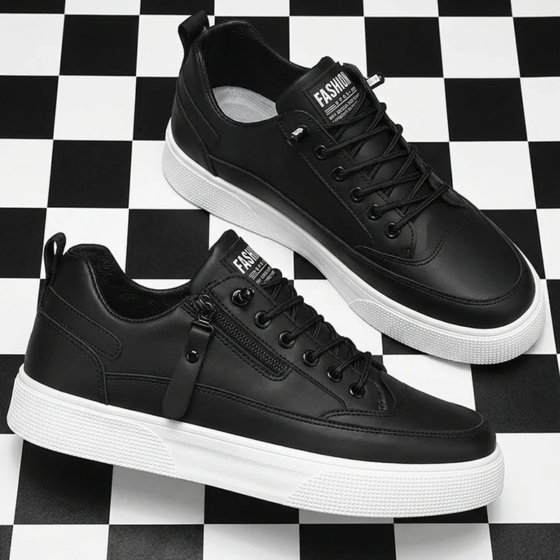 Men's Thick Sole Casual Sneakers - Side Zipper Lace-Up Two-Tone Skate Shoes for Daily Streetwear
Men's Thick Sole Casual Sneakers - Side Zipper Lace-Up Two-Tone Skate Shoes for Daily Streetwear