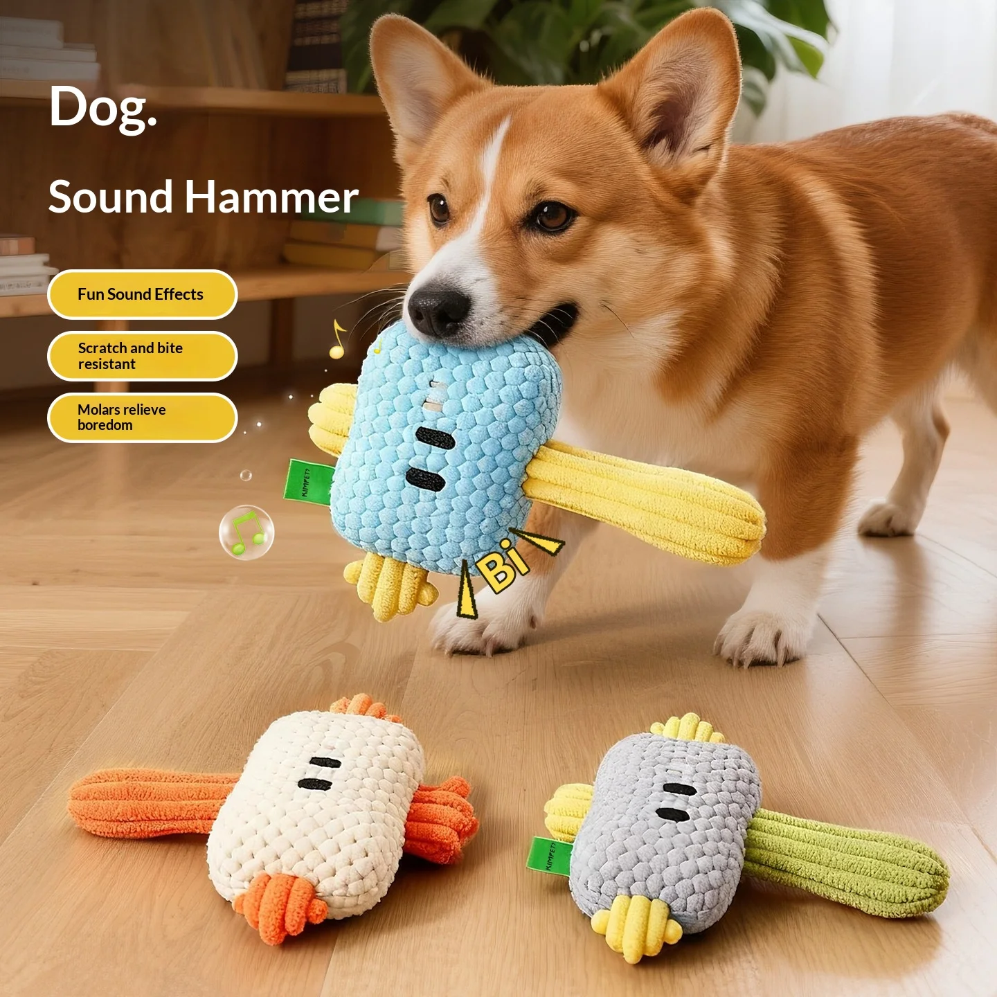 Chew Resistant Plush Hammer Dog Toy - Self Play Boredom Relief Rope Knot Squeaky Tug of War for Puppy Fun
Chew Resistant Plush Hammer Dog Toy - Self Play Boredom Relief Rope Knot Squeaky Tug of War for Puppy Fun