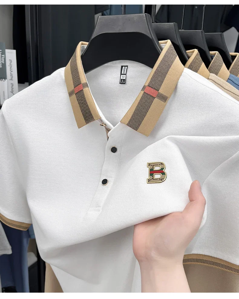 2026 High-end Letter B Printed Summer Men's Color Blocked Lapel Short Sleeved Polo Shirt Versatile Tshirt for Business Commuting
2026 High-end Letter B Printed Summer Men's Color Blocked Lapel Short Sleeved Polo Shirt Versatile Tshirt for Business Commuting