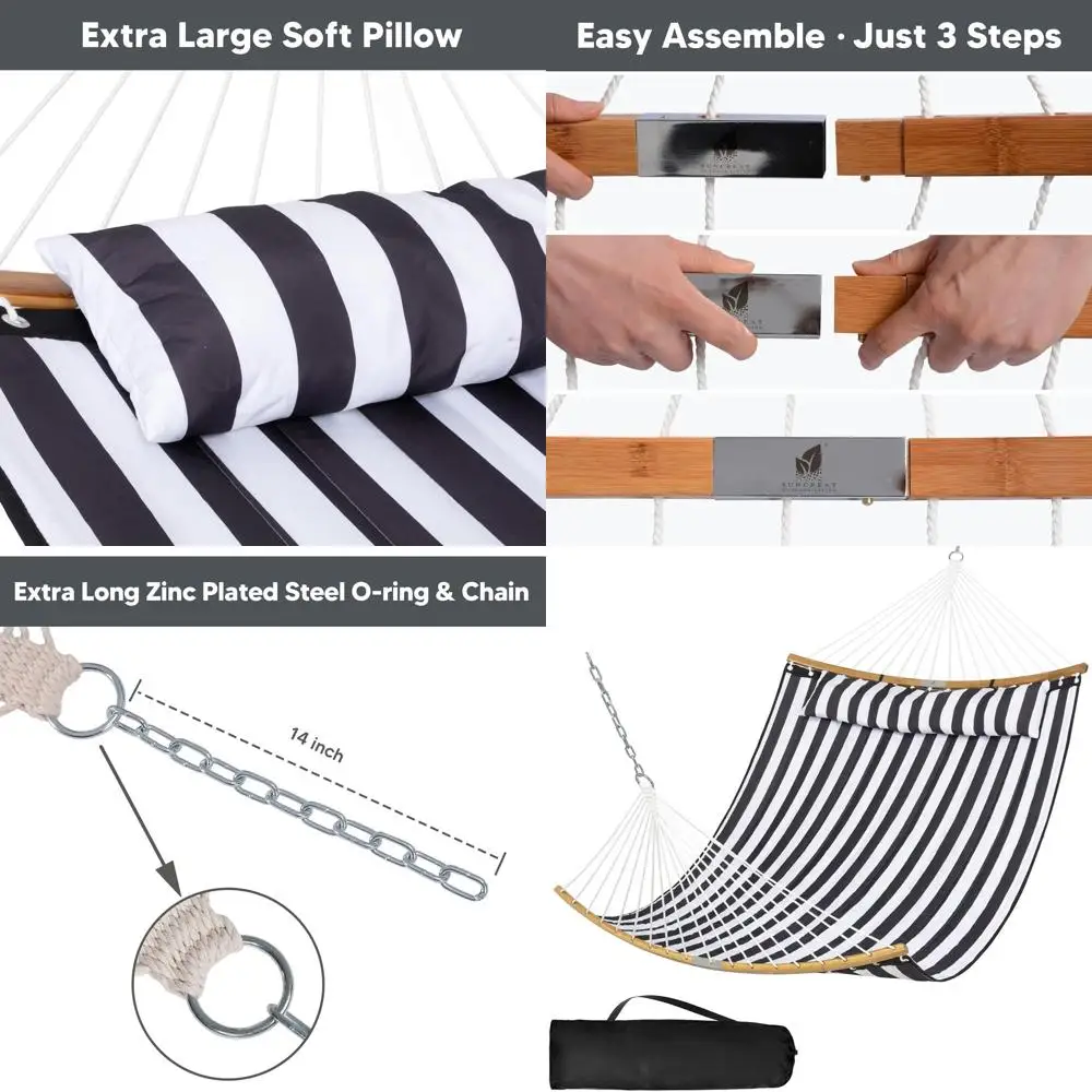 Outdoor Tree Hammock with Large Replacement for Stand, Black Stripes
Outdoor Tree Hammock with Large Replacement for Stand, Black Stripes