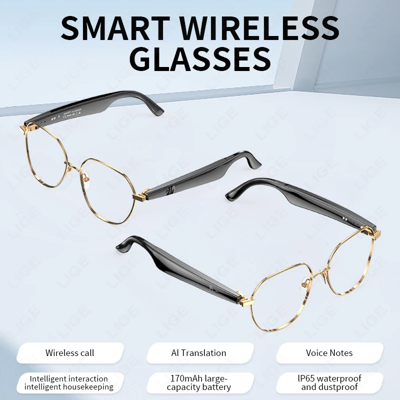 LIGE Smart Bluetooth Glasses AI Intelligent Translation Voice Notes Remote Control Photography Music Eyewear Waterproof Eyeglass
LIGE Smart Bluetooth Glasses AI Intelligent Translation Voice Notes Remote Control Photography Music Eyewear Waterproof Eyeglass
