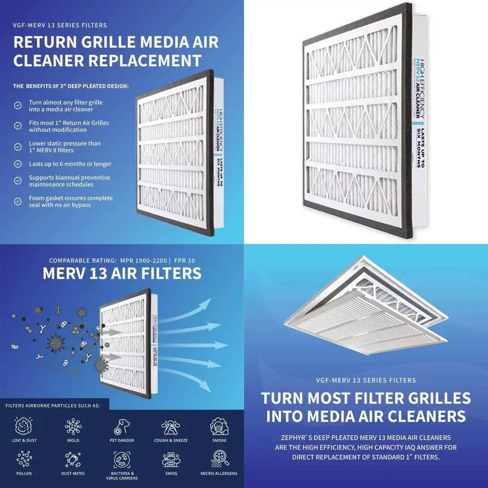 18x18x3 MERV 13 Air Filter for Return Air Grilles - Replacement Media
18x18x3 MERV 13 Air Filter for Return Air Grilles - Replacement Media