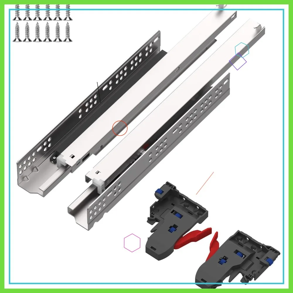 22 Inch 6 Pair Undermount Soft Close Drawer Slides Full Extension Drawer Glides with 3D Locking Device for Frameless Cabinet
22 Inch 6 Pair Undermount Soft Close Drawer Slides Full Extension Drawer Glides with 3D Locking Device for Frameless Cabinet