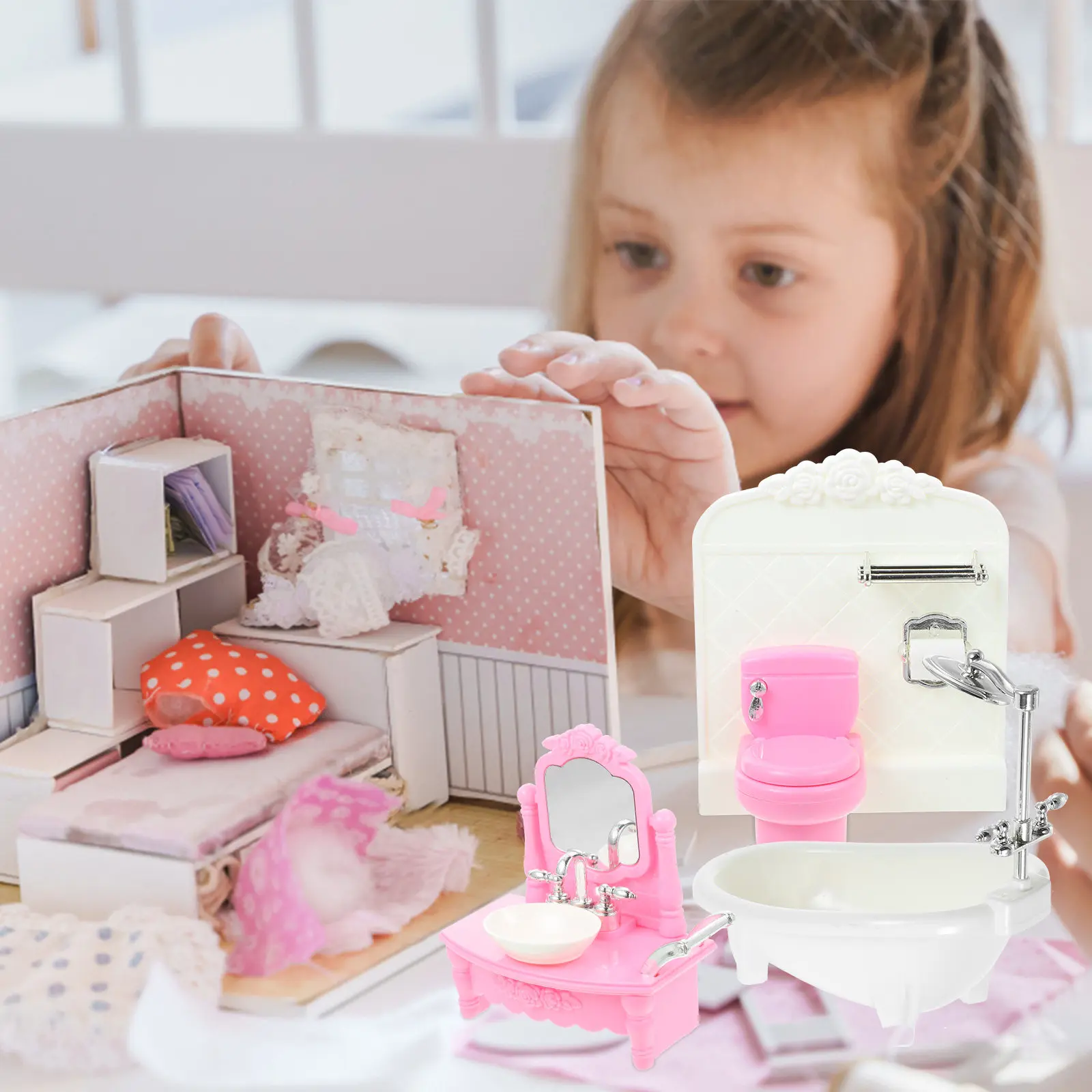 1Set Miniature Bathroom Furniture Set Plastic Mini House Decoration Accessory Home Scenery Adornment Kids Mini House Supplies
1Set Miniature Bathroom Furniture Set Plastic Mini House Decoration Accessory Home Scenery Adornment Kids Mini House Supplies