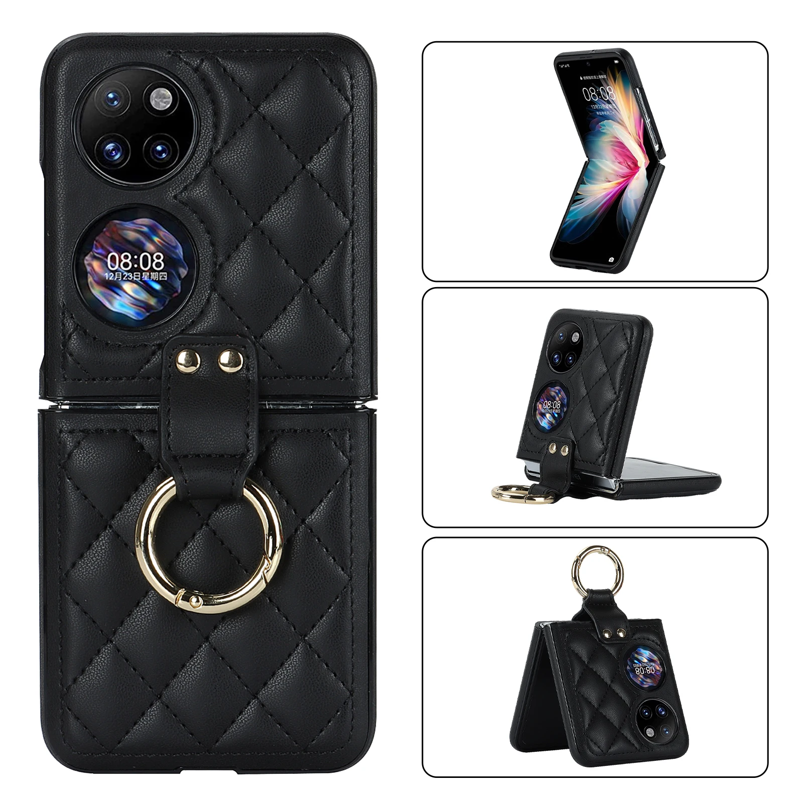 For Huawei p50 Pocket For Huawei Pocket 2 Luxury Soft PU Leather Hybrid Hard PC Shell Protective Phone Case with Ring Holder
For Huawei p50 Pocket For Huawei Pocket 2 Luxury Soft PU Leather Hybrid Hard PC Shell Protective Phone Case with Ring Holder