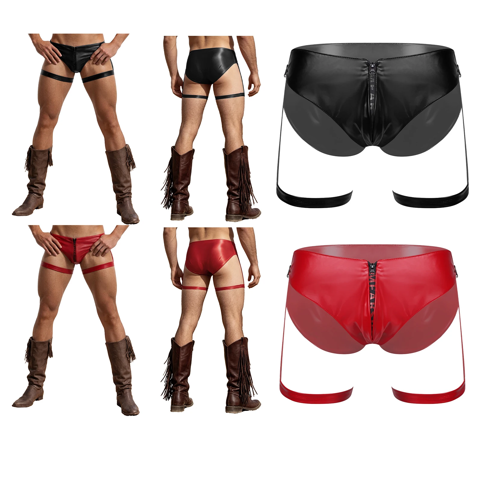 Men Sexy Soft PU Briefs with Garter Clips Thigh Bands Bulge Pouch Zipper Panties Jockstrap Underwear for Nightclub Rave Party
Men Sexy Soft PU Briefs with Garter Clips Thigh Bands Bulge Pouch Zipper Panties Jockstrap Underwear for Nightclub Rave Party