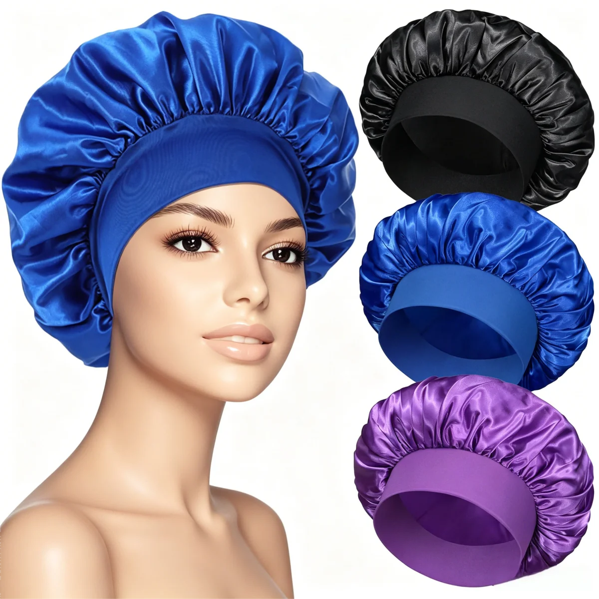 3 Pack Satin Sleep Bonnets, Ultra Soft Silk Hair Caps with Wide Stretch Elastic Band, Large Breathable Night Hair Cover, Anti Frizzy & Anti Slip Design, Great Protection for Curly Hair, Braids and Long Hair, Ideal for Women Daily Sleeping & Home Use
3 Pack Satin Sleep Bonnets, Ultra Soft Silk Hair Caps with Wide Stretch Elastic Band, Large Breathable Night Hair Cover, Anti Frizzy & Anti Slip Design, Great Protection for Curly Hair, Braids and Long Hair, Ideal for Women Daily Sleeping & Home Use