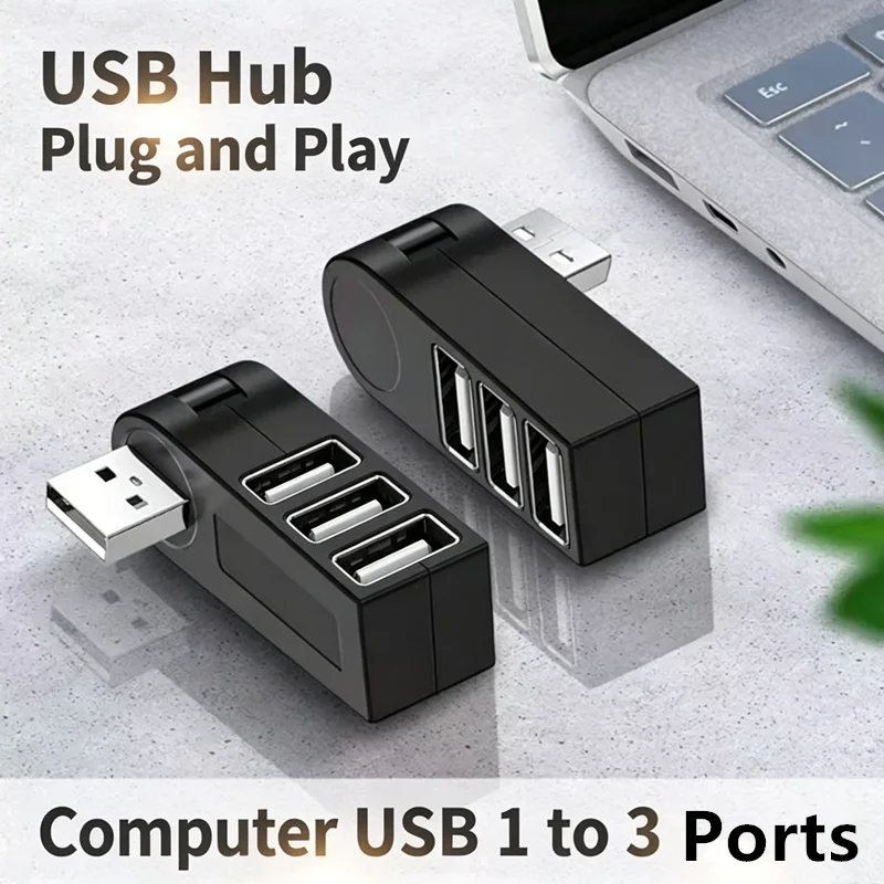3-Port USB 2.0 Expander Hub 180° Rotatable High Speed OTG Splitter Adapter Plug & Play for Laptop PC
3-Port USB 2.0 Expander Hub 180° Rotatable High Speed OTG Splitter Adapter Plug & Play for Laptop PC